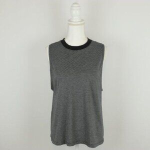 Lululemon All Yours Womens Size 6 Black White Stripe Crewneck Boyfriend Tank Top